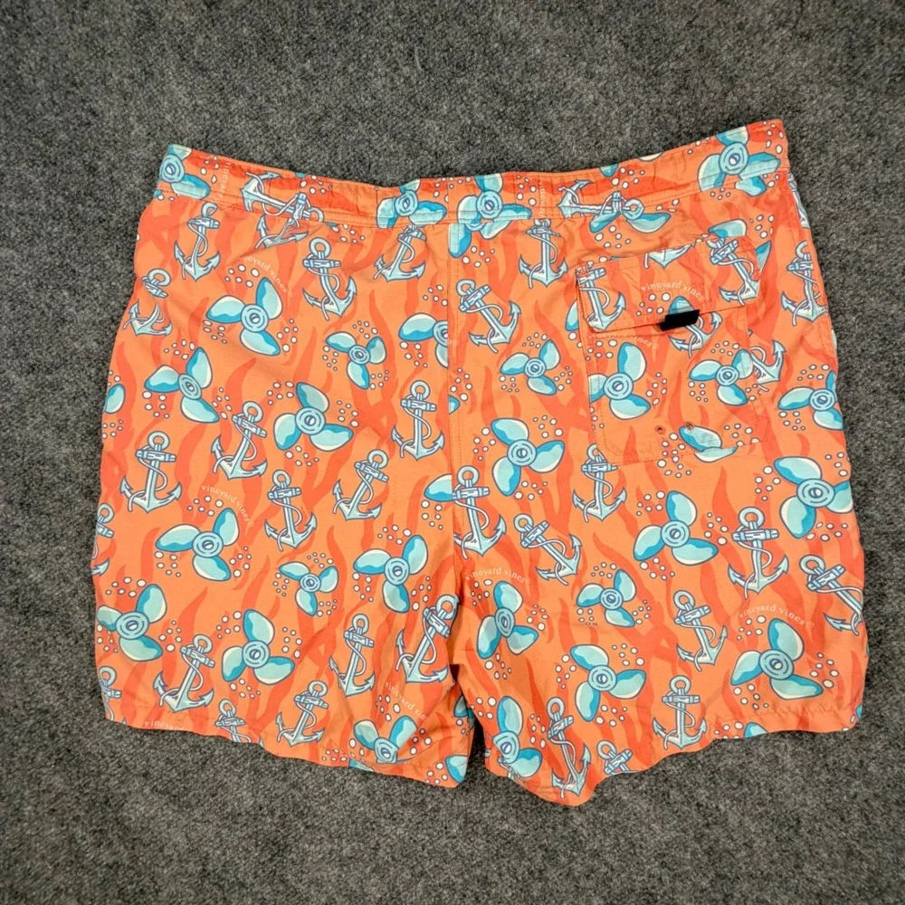 Vineyard Vines Mens Swim Trunks Medium Orange Anchor Propeller Board Shorts 0749